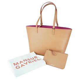 Grande bolsa tote de couro Mansur Gavriel Marrom Bege