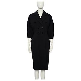 DOLCE & GABBANA Doppelreiher langer Mantel Schwarz