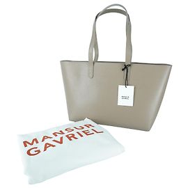 Bolsa tote de couro de bezerro Mansur Gavriel Marrom Bege
