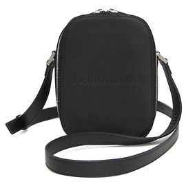 Borsa a spalla in pelle da uomo Salvatore Ferragamo Nera Nero