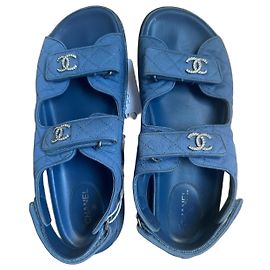 Chanel Denim Dad Sandals Blue Blue