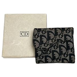 Vintage Dior Oblique Monogram Saddle Wallet Grey Black Black