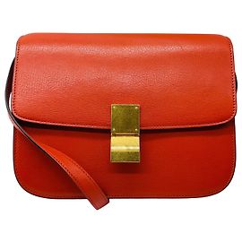 Céline Bolsa de couro box clássica Celine laranja Laranja