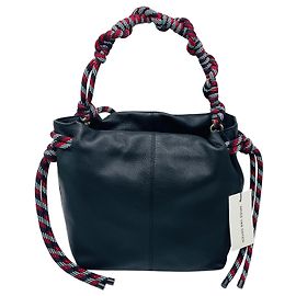 Bolsa de ombro em couro preto com acabamento em corda Dries Van Noten Preto