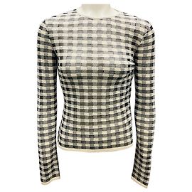 Pull en maille transparent à carreaux noir / écru Christian Dior Multicolore