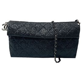 Bolsa de noite em couro de bezerro preto Chanel edição limitada Natal 2014 Preto