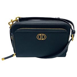 Bolsa de ombro Caro Double Pouch em couro de bezerro preto Christian Dior Preto