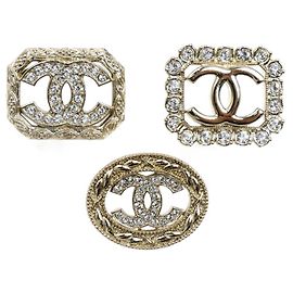 Conjunto de broches 3 peças Coco Mark em metal e strass CHANEL Outro
