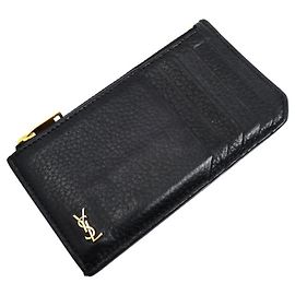 Saint Laurent Tiny Cassandra Black Card Case Black