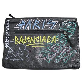 Pochette Explorer Graffiti Balenciaga Noir