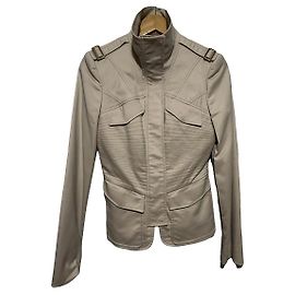 Veste Gucci Beige à Col Haut et Détails Dorés Beige Écru