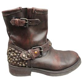 Botines Ash Tornado de cuero marrón oscuro Marrón oscuro
