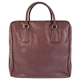 Sac Boston Saffiano Prada Marron Bordeaux