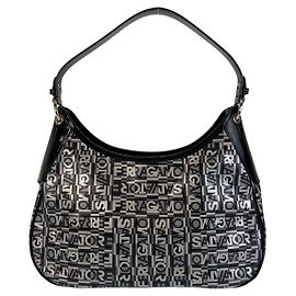 Bolsa de Ombro em PVC Salvatore Ferragamo Preto Cinza