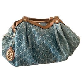 Gucci Suck Denim Handbag Light Blue Light blue