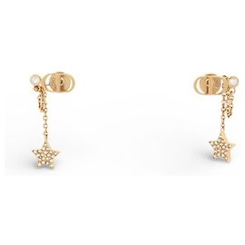 NUEVAS PENDIENTES DIOR LOGO CD ESTRELLAS COLGANTES DE METAL DORADO Dorado