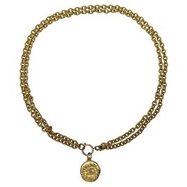 VINTAGE CHANEL KETTE ODER GÜRTEL MIT CC LOGO MEDAILLON T75 Golden
