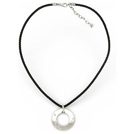 COLLAR DINH VAN PENDIENTE OBJETIVO ORO BLANCO 18K 6.3GR & DIAMANTES CORDÓN BACCARAT Plata