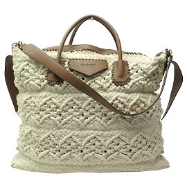 BOLSA DE MÃO GIVENCHY ANTIGONA CROCHET E COURO BOLSA DE FINAL DE SEMANA Bege