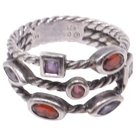 David Yurman Three-Row Berry Confetti Ring in Multicolor Sterling Silver Multiple colors