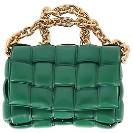 Bolsa de Ombro Padded Cassette em Couro Verde da Bottega Veneta Verde
