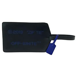 Off White OFF-WHITE Name Tag Leather Clutch Bag Black