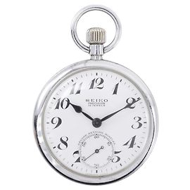 Reloj de bolsillo de acero inoxidable SEIKO Precision Plata
