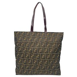 Bolsa tote Fendi com padrão Zucca em caqui e marrom escuro Caqui Castanho escuro