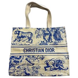 Borsa tote Christian Dior in paglia blu Blu