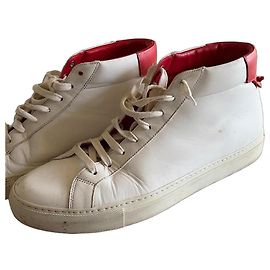 Tênis de cano alto em couro branco Givenchy Branco Vermelho