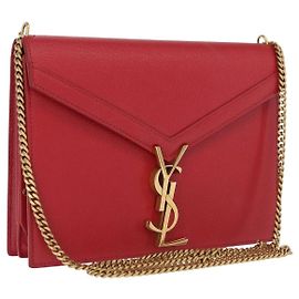 Saint Laurent Borsa a Spalla Chain Cassandra in Pelle Rossa e Oro Auth ka1689SAV Rosso D'oro