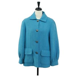 Salvatore Ferragamo Jacket Wool Light Blue Auth 165633 Light blue