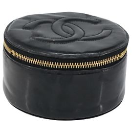 CHANEL COCO Marke Schmuckkästchen Schmuckbox Patent Schwarz Gold CC Auth 166447 Schwarz Golden