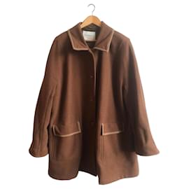 Autre Marque Brown Wool Coat with Contrasting Trim Brown