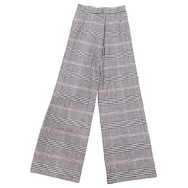 Autre Marque Karierte weite Hose Braun Schwarz Weiß