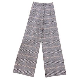 Autre Marque Pantalon large à carreaux Marron Noir Blanc