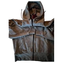 Moletom cinza Guess com zíper e patch rosa Cinza