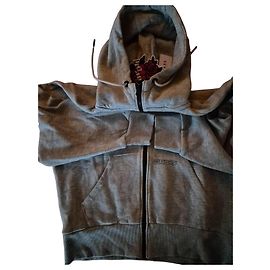 Felpa con cappuccio Guess grigia con zip e patch rosa Grigio
