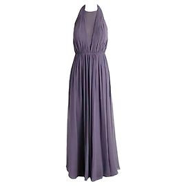 Vera Wang Chiffon evening gown with mesh instert Purple Lavender