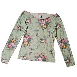 Blumarine Long Sleeve T-Shirt with Floral Print Multiple colors Green