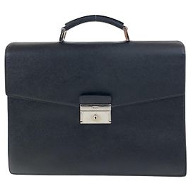 Prada Saffiano Leather Briefcase Black