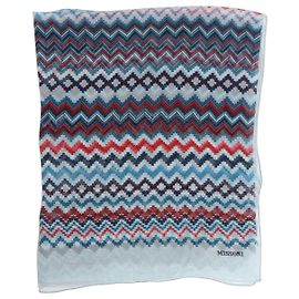 Missoni Bufanda de chiffon azul con zigzag Azul