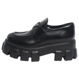 Prada Black chunky leather loafers - size EU 37.5 (UK 4.5) Black