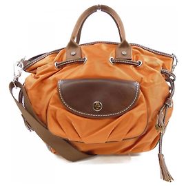 Autre Marque Lancel Lederhandtasche Braun Orange