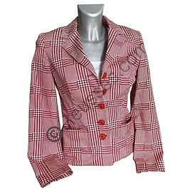 Irene Van Ryb Blazer Hahnentrittmuster Rot Weiß Andere