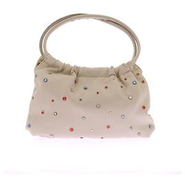 Roberto Cavalli Bolsa de couro creme com joias Bege