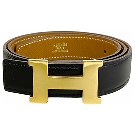 Hermès Constance Box Calf Gürtel Schwarz Golden