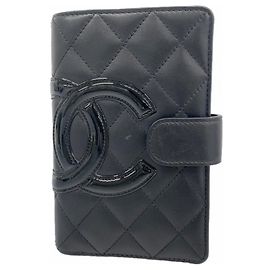 Chanel Cambon Geldbörse aus schwarzem Lammleder Schwarz