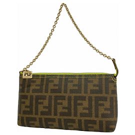 Pochette Fendi Zucca in Marrone e Verde Marrone Verde