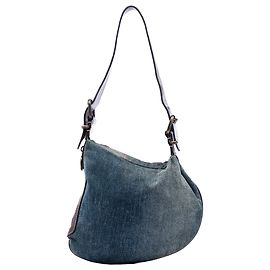 Fendi Blue Denim Oyster Shoulder Bag Blue